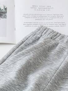 SHEIN LUNE 大码保暖内衬运动裤，厚实保暖灰色裤子，适合秋冬季新款 Vears 女士装假日装 - 灰色 - 查看 4