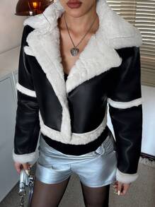 Aloruh Barn Jackets,Women's Thick Fluffy Lined Coat, New For Autumn/Winter - Black - View 10