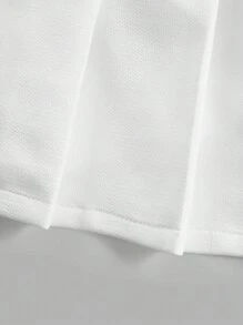 Vestido midi plissado em linha A para adolescentes, estilo francês elegante e sofisticado - Branco - Ver 5
