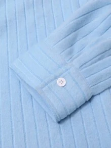 Manfinity Homme Men's Plain Corduroy Casual Commuting Striped Single-Breasted Long Sleeve Shirt, Autumn, For Work, Husband, Business