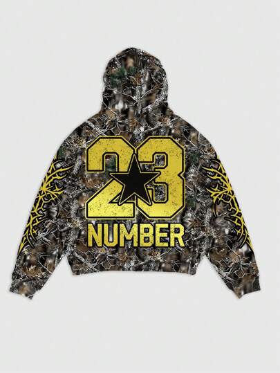 Street Life Men's Withered Tree Branch Camouflage Hoodie, Streetwear