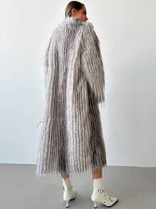 Aloruh Women Mid-Length Fluffy Winter Warm Elegant Coat - Multicolor - View 2