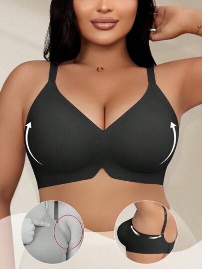 NudeFit 1pc Women Plus Size Jelly Soft Support Wireless Push-Up Bra