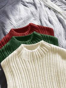 SHEIN Clasi 3pcs/Set New Fashion Tight Casual Knitted Pullover Base Layer Top - Multicolor - View 8