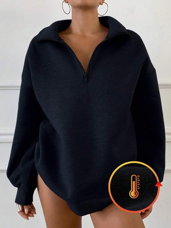 DAZY Pull en polaire casual ample à col polo basique et pour femmes