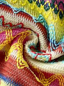 Soleia 2pcs Retro Tie-Up Bandeau Top & High Waist Shorts Set - Multicolor - View 5