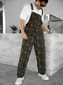 Manfinity Roughcore Quần yếm nhuộm loang thường ngày cho nam, thời trang mùa thu mặc hàng ngày - Nhiều màu - Xem 3