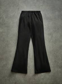 SHEIN 男童宽松休闲字母印花裤 - 黑色 - 查看 2