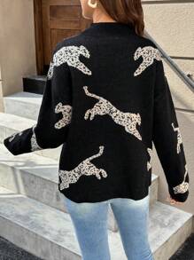 SHEIN Zwangerschaps Grafische Print Stand Kraag Casual Pullover Trui, Voor De Winter