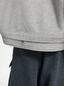 NEON BLANC 1pc Men Grey Street-Style Split Long Sleeve Jacket, For Fall Winter - Grey - View 4