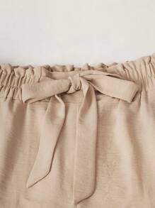 SHEIN Unity Set de 2 piezas para mujer con camiseta de tirantes de unicolor y pantalones de pierna ancha - Camel - Ver 6