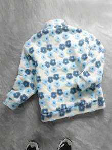 Manfinity Homme Veste zippée décontractée à col montant avec motif floral floqué pour homme, automne