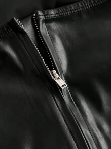 Firerie Chemisier asymétrique élégant ajusté épaules dénudées pour femmes, adapté au quotidien, aux déplacements, aux rendez-vous, à Halloween et Noël, automne/hiver - Noir - Voir 4