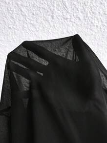 SHEIN LUNE 女士加大码雪纺优雅 V 领衬衫，适合春秋季节 - 黑色 - 查看 6