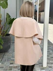 SHEIN LUNE Apricot Winter Women Clothes Winter Women Coat Women Cardigans - Light Grey - View 2