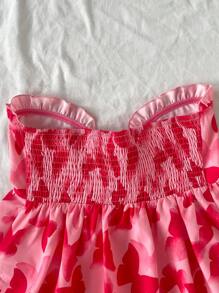 Soleia Damski wakacyjny romantyczny motyl nadruk twist węzeł królik uszy ozdoba bandeau top, linia A, na imprezę, Boże Narodzenie, jesień/zima