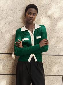 BizChic Women's Elegant Commuter Colorblock Knitted Sweater Fall Women Clothes