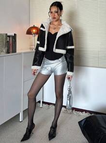 Aloruh Barn Jackets,Women's Thick Fluffy Lined Coat, New For Autumn/Winter - Black - View 9