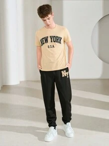 SHEIN Teen Boy Casual English Printed Two Pieces Set For Summer - Multicolor - View 9