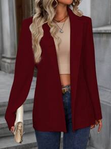 SHEIN LUNE Women Stand Collar Blazer Jacket, Elegant For Work Commute In Autumn For New Year Clothes