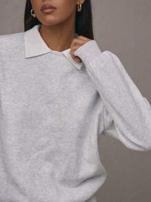 MUSERA Round Neck Drop Shoulder Oversize Sweatshirt