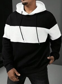 Manfinity Homme Plus Size Men's Casual Contrast Color Hooded Sweatshirt - Multicolor - View 1