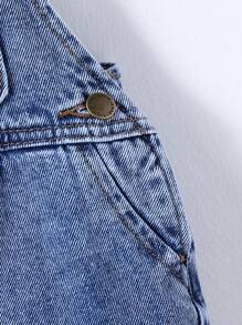 SHEIN Infant Girls Denim Bib Overalls - Medium Wash - View 8
