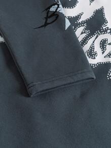Manfinity Roghcode 2pcs Men Sports Casual Letter & Star Print Hooded Sweatshirt & Pants Set, Autumn - Multicolor - View 5