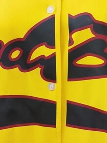 SHEIN Slayr 女士字母印花插肩袖单排扣休闲宽松常规夹克