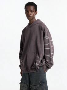 NEON BLANC Men's Casual Daily Pocket Hoodie Sweatshirt With Dropped Shoulders For Autumn, For Fall Winter - Brown - View 6