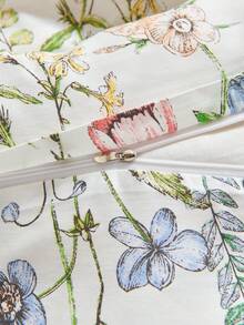 3 件套鸟花印花羽绒被套套装（无填充物）羽绒被套床上用品套装，柔软透气，更适合睡眠，豪华酒店风格，送给爸爸妈妈朋友的礼物，被子被套 * 1 枕套 * 2 特大号双人床尺寸 - 白色 - 查看 5