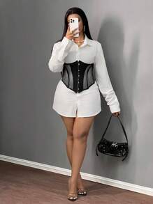 Slaydiva New Sexy Wrap Bra, Waistband, Mesh, Knitted Fabric, Black Back Panel, Hollow Eyelet Straps, Slim Fit Women's Top-C