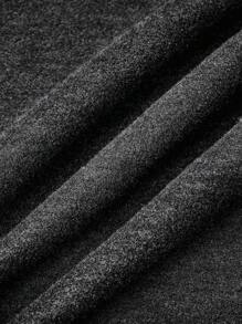 SHEIN LUNE 大码纯色连帽前扣休闲长袖夹克 - 深灰色 - 查看 3