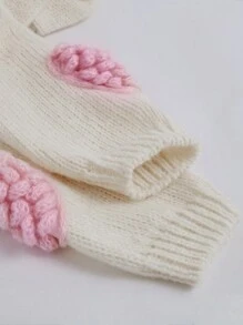 Aveloria Suéter cardigan suave y acogedor de punto holgado con diseño 3D romántico y lindo de fresas en escote en V