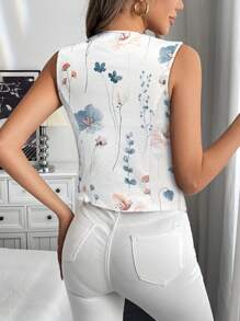 SHEIN LUNE Áo khoác len trắng in hoa mới cho nữ mùa thu năm 2024 - trắng - Xem 2
