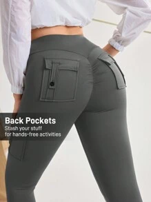 In My Nature Damskie legginsy z kieszeniami w jednolitym kolorze, odpowiednie do uprawiania sportu