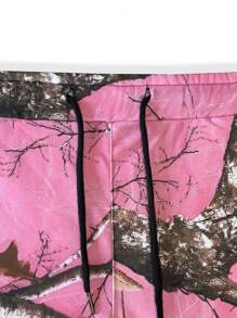 Manfinity EMRG Pantalones deportivos informales con diseño de hojas y ramas todo sobre todo y diseño gráfico de número - Rosa - Ver 4