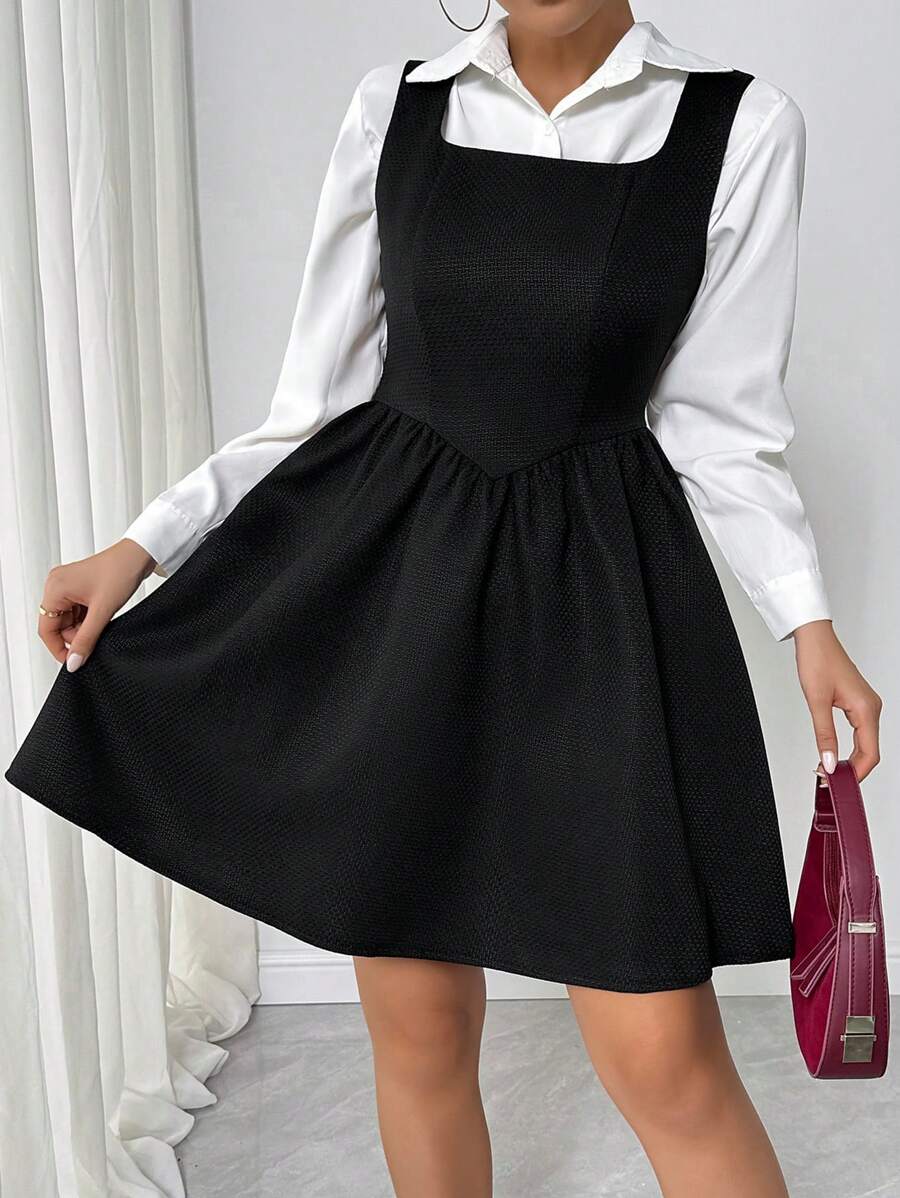 Chiquease Vestido sin mangas con dobladillo de campana y cintura, de unicolor, casual, adecuado para el otoño y el verano