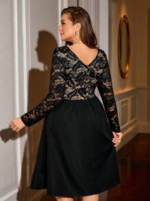 SHEIN Frenchy 黑色优雅简约蕾丝连衣裙，适合派对、聚会、约会