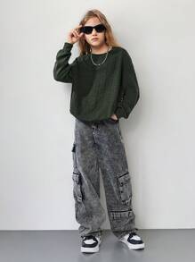 SHEIN Sudadera informal con capucha de manga larga y cuello redondo de color verde para niña preadolescente