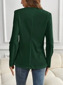 SHEIN LUNE Áo khoác đi làm đơn giản màu trơn, mùa thu - Màu xanh lá cây đậm - Xem 2