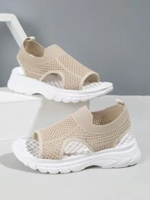 1pair Kids Fashionable Breathable Mesh-Paneled Outdoor Sports Sandals For Boys & Girls