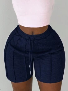 Slaydiva Pantalones cortos de mujer de color gris claro, tipo deportivos casuales de verano con diseño de pinza frontal y pliegues en cinco octavos, pantalones cortos tipo ciclista o chándal