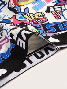 2pcs/Set Cartoon Print Wide Strap Bra And Briefs Underwear Set - Multicolor - View 4