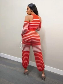 BamGleam Women's Knit Sweater Pants Set - Red - View 2