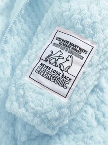 Cozy Pixies Baby Girl Solid Color Hooded Thick Fleece Jacket - Blue - View 5