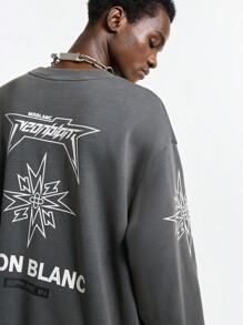 NEON BLANC 男士街头风格圆领长袖针织盐炸套头衫，适合秋冬 - 灰色 - 查看 1