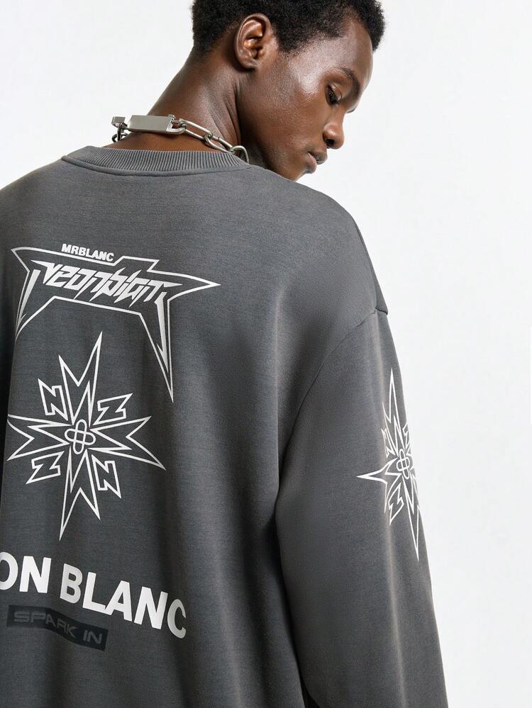 Men's Street Style Crew Neck Long Sleeve Knit Salt Fried Pullover Sweatshirt, For Fall Winter