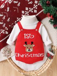 SHEIN Bodysuit de Tricô com Estampa de Cervo para Bebê Menino, Adequado para Natal, Feriados, Casa, Férias, Uso Diário