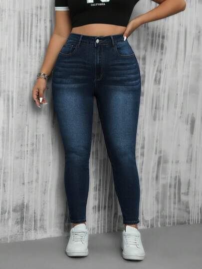 SHEIN EZwear 大码牛仔裤